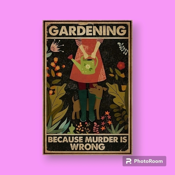 Gardening Vintage Style Tin Metal Sign - Picture 1 of 5